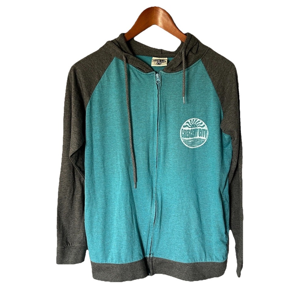 Women's Crescent City California Zip Up Sweater Size L Coastal Blue Vacation